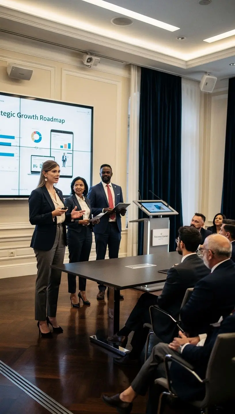 Ein Werbeslogan wird auf einem Plakat mit ansprechendem Design dargestellt.